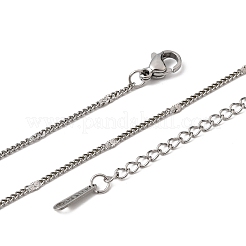 12mm 304ステンレススチール製テクスチャードツイストチェーンネックレス（男女兼用）1.8個  変色なし  ステンレス鋼色  17.72インチ（45cm）  1.8 mm幅  50mmエクステンダーチェーン&nbsp;NJEW-H093-20P-03