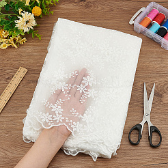 花柄のポリエステル刺繍レース生地  服装アクセサリー  ホワイトスモーク  130~150x0.08cm  約3ヤード/シート&nbsp;AJEW-WH0314-261