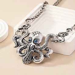 Bohemian Octopus Alloy Indicolite Rhinestone Pendant Necklaces&nbsp;FS-WG0239D-02