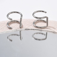 304 Stainless Steel 2 Line Hoop Clip on Nose Rings&nbsp;AJEW-A062-07P