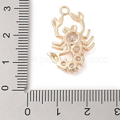 真鍮インレイ透明ガラスペンダント  エビ  18KGP本金メッキ  24x16.5x4.2mm  穴：1.6mm&nbsp;KK-S388-32G