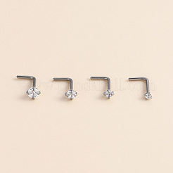 316 サージカルステンレス クリスタル ライントーン フラット ラウンド L 字型 ノーズリング  ステンレス鋼色  2mm&nbsp;WGCD50A-02