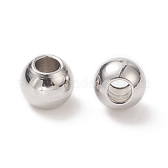 変色しにくい304ステンレススチール製ラウンドスペーサービーズ  ステンレス鋼色  6x5mm  穴：2mm&nbsp;STAS-N020-18B