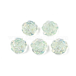 透明な腹筋プラスチック ビーズ  片穴  花  淡緑色  15x16x6.5mm  穴：1.2mm&nbsp;KY-G019-01K