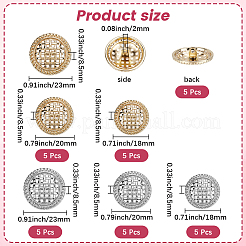 30Pcs 6 Styles Alloy Buttons&nbsp;DIY-CY0001-19