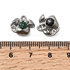 304ステンレススチールパヴェラインストーンチャーム  電話チャーム  ステンレス鋼色  11.5x13x6mm  穴：1.4mm&nbsp;STAS-G369-02P