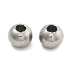 変色しにくい304ステンレススチールビーズ  ラウンド  ステンレス鋼色  10x8mm  穴：4mm&nbsp;LS-STAS-K146-062-C