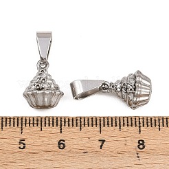 304ステンレスペンダント  カップケーキのチャーム  イオンプレーティング（ip）  ステンレス鋼色  13x10x8mm  穴：8x4mm&nbsp;STAS-B167-21B-P
