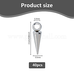201ステンレススチールペンダント40個  コーンチャーム  ステンレス鋼色  21x5.5~6mm  穴：3.2mm&nbsp;STAS-DC0016-82