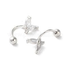 999 Fine Silver Micro Pave Clear Cubic Zirconia Ear Plug Gauges&nbsp;EJEW-P296-06P