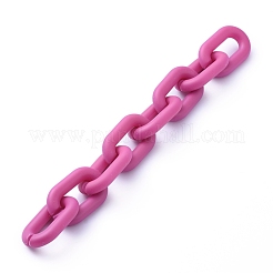 手作りアクリルアズキチェーン  オーバル  ジュエリー作りのための  赤ミディアム紫  31x19.5x5.5mm  39.37インチ（1m）/連&nbsp;AJEW-JB00630-02