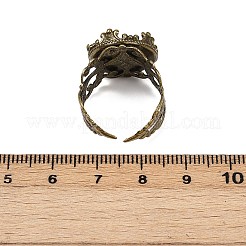 カフブラスリングカボションセッティング  フィリグリーリングコンポーネント  アンティークブロンズ  トレイ：15mm  18mm&nbsp;KK-G020-A