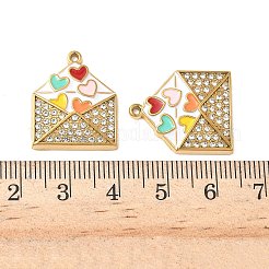 304ステンレススチールラインストーンペンダント  エナメルスタイル  心の封筒  イオンプレーティング（ip）  カラフル  22x18x3.5mm  穴：1.2mm&nbsp;STAS-I346-28G