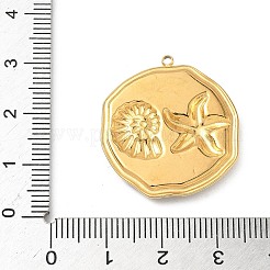 304 Stainless Steel Epoxy Resin with Natural Shell and Sequins Inside Pendants&nbsp;STAS-L026-17G-G03