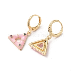 Triangle Real 18K Gold Plated Brass Dangle Leverback Earrings&nbsp;EJEW-L268-030G-01