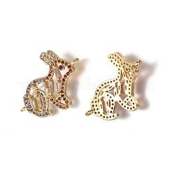 Brass Micro Pave Cubic Zirconia Bunny Links connectors&nbsp;ZIRC-K081-12G