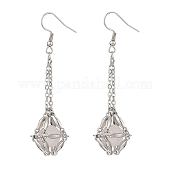 変色防止 304 ステンレススチール ピアスフック トレイ付き  ブランクマクラメポーチビーズホルダーイヤリングセッティング  ステンレス鋼色  68.5x13mm&nbsp;EJEW-JE06135-02