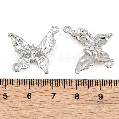 ラインストーン コネクタ チャーム付き合金  バタフライリンク  ラックめっき  プラチナ  クリスタル  21x22x4.5mm  穴：1.2mm&nbsp;RB-CBA7AC6-02P-02