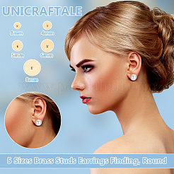 50Pcs 5 Styles Brass Studs Earrings Finding&nbsp;KK-UN0003-33