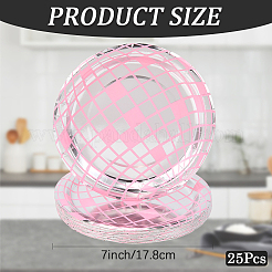 紙製ディスコパーティー皿  使い捨て紙皿  パーティー用品  フラットラウンド  パールピンク  180x8.5mm  25個/セット&nbsp;AJEW-WH20011-57A-02