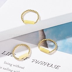 Natural Lemon Jade Column Beaded Finger Ring with Synthetic Hematite&nbsp;RJEW-JR00460-03