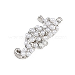 Sea Horse Brass ABS Imitation Pearl Pendants&nbsp;KK-I352-04E-P