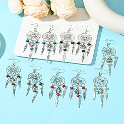 Alloy Feather Dangle Earrings&nbsp;EJEW-FS00028
