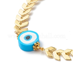 Polymer Clay Flat Round Evil Eye Link Bracelets&nbsp;BJEW-JB06557