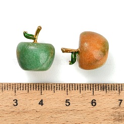 天然の石英ペンダントを染めた  真鍮パーツ  りんごチャーム  ゴールドカラー  グリーン  17x14mm  穴：3x4mm&nbsp;GG-CBAA20A-07G-05