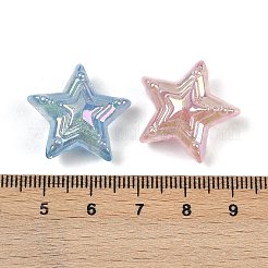 UVメッキ透明アクリルビーズ  虹色の  スター  金粉付き  ミックスカラー  20.5x22x10.5mm  穴：2mm&nbsp;MACR-L007-16