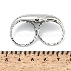 女性用304ステンレススチールダブルフィンガーリング  ステンレス鋼色  43.5x16x25.5mm  内径：18mm&nbsp;RJEW-F205-01A-P
