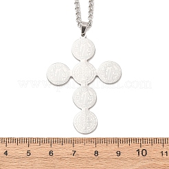Religion 304 Stainless Steel Saint Benedict Cross Pendant Twisted Chain Necklaces for Men Women&nbsp;NJEW-Z119-02P