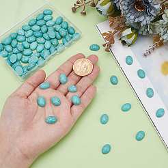 80Pcs Craft Findings Dyed Synthetic Turquoise Gemstone Flat Back Cabochons&nbsp;TURQ-HY0001-05