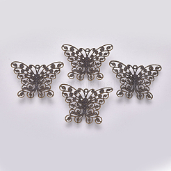 真鍮のフィリグリーパーツ  蝶  アンティークブロンズ  27x35x3mm&nbsp;FIND-TAC0001-04AB