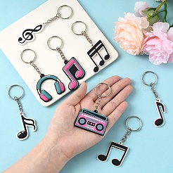 8 Pcs 8 Styles PVC Pendant Keychains&nbsp;KEYC-YW0001-25