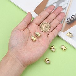 Cz真鍮マイクロペーブグレードaaaキュービックジルコニア3d仏頭ビーズ  鉛フリー＆ニッケルフリー＆カドミウムフリー  24KGP本金メッキ  15x11x8mm  穴：1.5mm&nbsp;ZIRC-L012-03G-NR