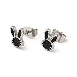 Enamel Rabbit Stud Earrings with 316 Surgical Stainless Steel Pins&nbsp;EJEW-A081-03P