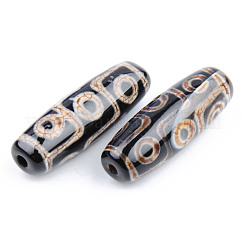 チベット風9目ジービーズ連売り  天然石瑪瑙ビーズ  染め＆加熱  ライス  片目  9mm  穴：28~30x9~12mm&nbsp;G-S359-172