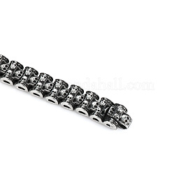 男性用ステンレススチールスカルリンクチェーンブレスレット  ステンレス鋼色  8-1/2インチ（21.5cm）&nbsp;WG89926-01