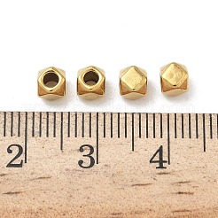304ステンレススチールビーズ  ポリゴン  多面カット  イオンプレーティング（ip）  18KGP本金メッキ  4x4x4.8mm  穴：1.6mm&nbsp;X-STAS-D204-28G