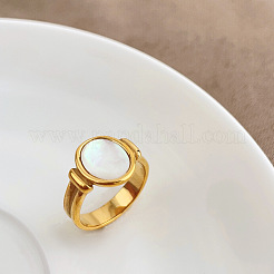 Retro Fashionable 304 Stainless Steel and Shell Finger Rings&nbsp;FS-WG8030D-03