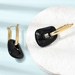 304 Stainless Steel Resin Hoop Dangle Earrings&nbsp;SA-CBA0141-01G
