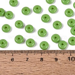 不透明色のガラスシードビーズ  ロンデル  黄緑  6x3mm  穴：1.2~1.6mm  約2500個/ポンド&nbsp;SEED-Q042-01A-D03