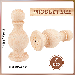 ブナ材の柱頭  未完成の木製工芸品  桃パフ  58.5x140.5mm&nbsp;WOOD-WH0124-126A