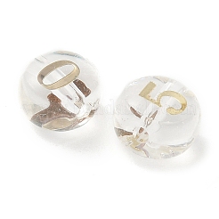 透明ガラスビーズ10個  番号付きのフラットラウンド0~9  透明  8x7.5x6.5mm  穴：1.5mm&nbsp;GLAA-Q001-01A