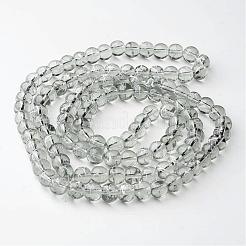ドローベンチ透明なガラスラウンドビーズ連売り  スプレー塗装  ライトグレー  8mm  穴：1.3~1.6mm  約100個/連  31.4インチ&nbsp;X-GLAD-Q012-8mm-09