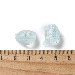 手作りのホイルランプワークビーズ連売り  猫  ライトシアン  13x15x11~11.5mm  穴：1.2~1.6mm  約20個/連  11.89''（30.2センチメートル）&nbsp;FOIL-Z001-04B