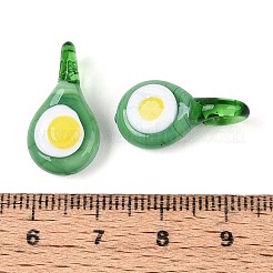 手作りランプワークペンダント  アボカド  ミディアムシーグリーン  19~24x11~13x8~10mm  穴：2~3x3~5mm&nbsp;LAMP-T022-23