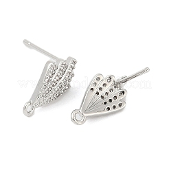 Brass Micro Pave Cubic Zirconia Stud Earring Findings&nbsp;KK-Z094-13P