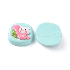 不透明なかわいい漫画の樹脂カボション  長方形  淡いターコイズ  15.5~17x16~17.5x7.5~8mm&nbsp;LS-CRES-O006-06E